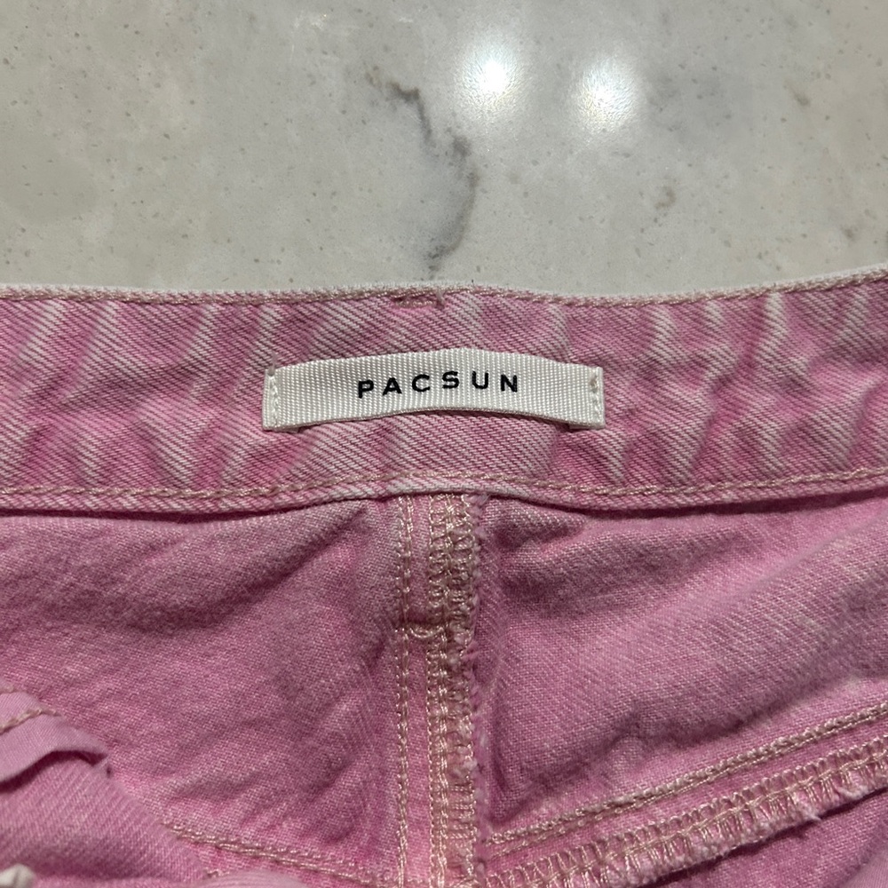 PacSun Pink Acid Wash High-Rise Festival Denim Shorts - Size 23 - Picture 2 of 4